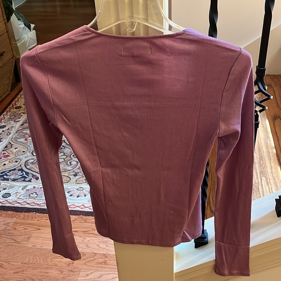 Madewell Lilac ANGLED-NECK LONG-SLEEVE TOP/NWT/Small - Picture 9 of 9